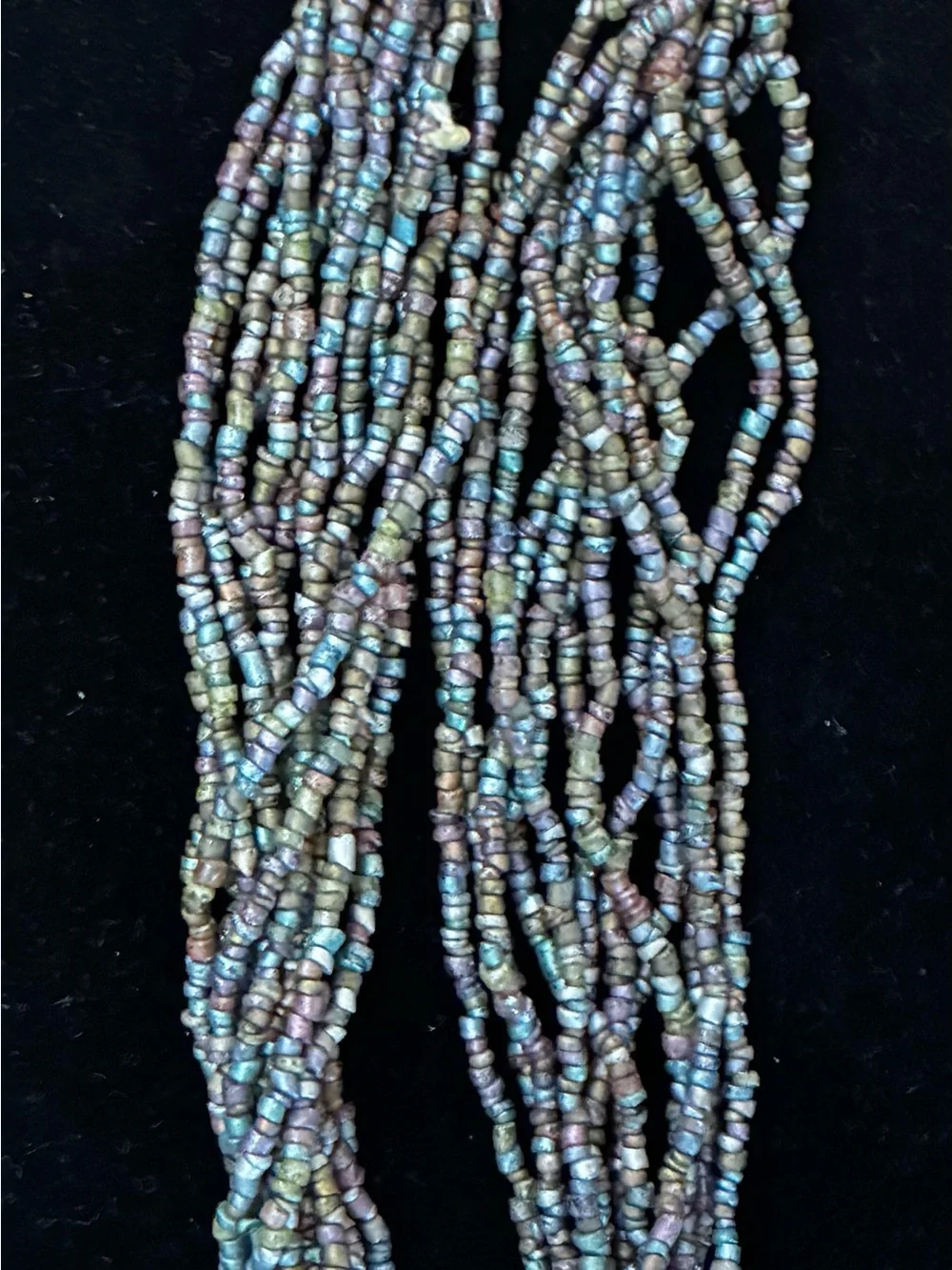 Multi-Strand EUC Seed Beaded Necklace with Heart Pendant SilverTone